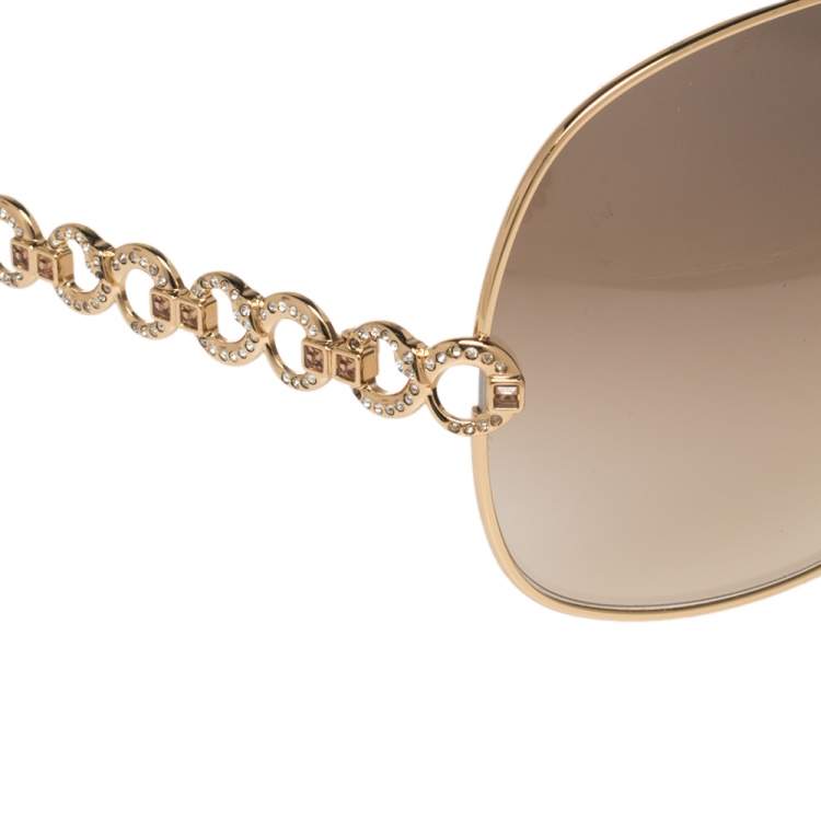 Pre Owned Roberto Cavalli Gold/Brown Telefo 374S  Aviator Sunglasses