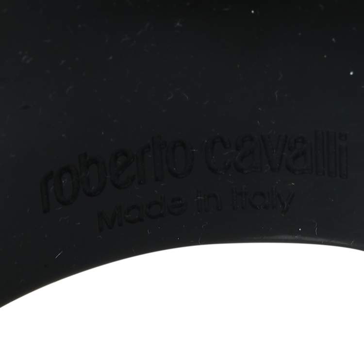 Pre Owned Roberto Cavalli Black Medallion Wide Bangle Bracelet