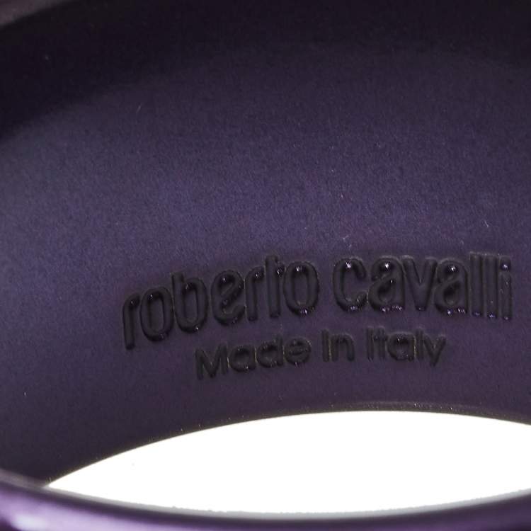 Pre Owned Roberto Cavalli Purple Medallion Wide Bangle Bracelet