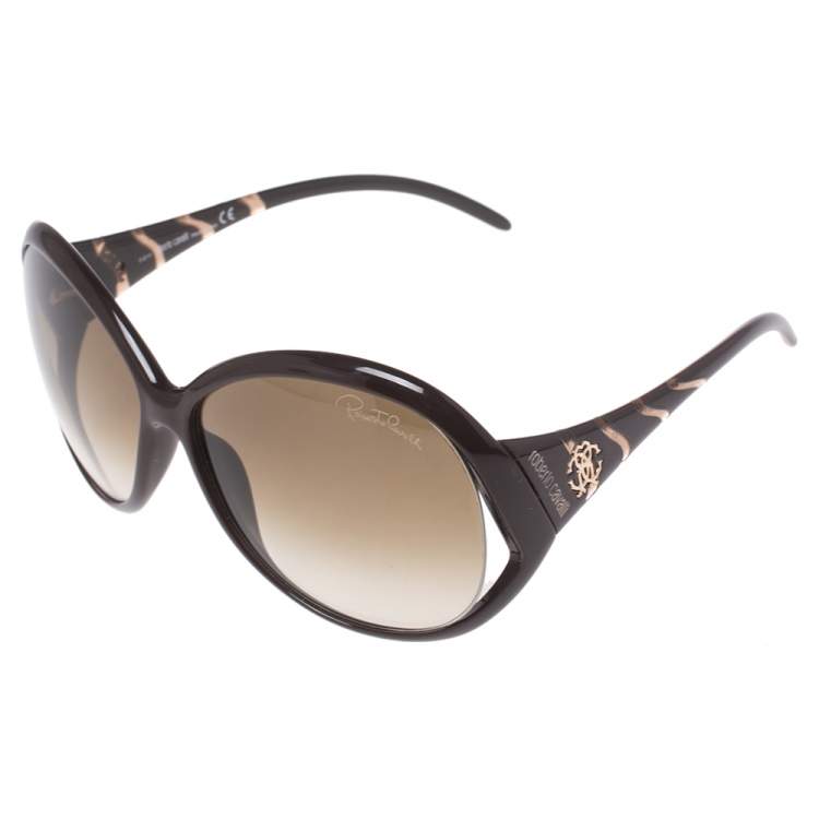 Pre Owned Roberto Cavalli Brown Pegaso 338S Oversized Sunglasses