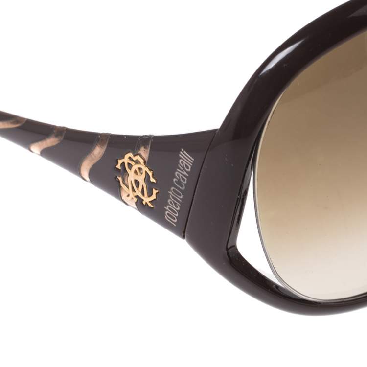 Pre Owned Roberto Cavalli Brown Pegaso 338S Oversized Sunglasses