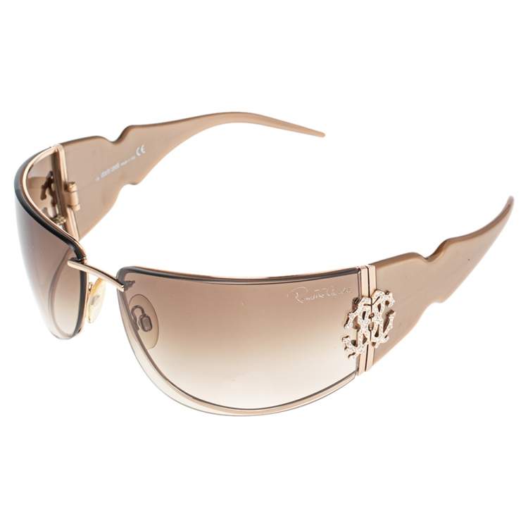 Pre Owned Roberto Cavalli Brown/Beige Acetate Aglaia 245S Gradient Sunglasses