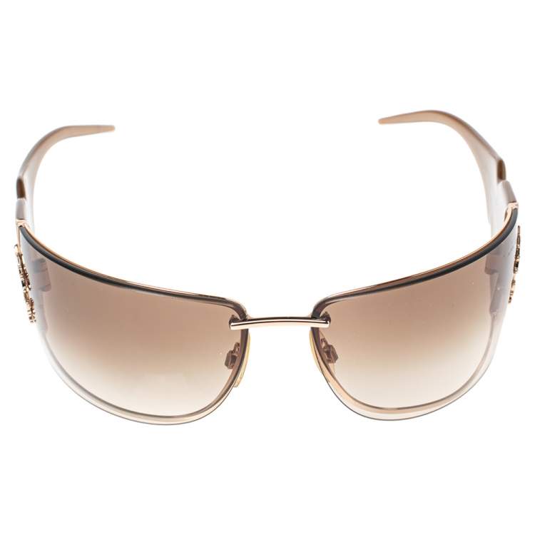 Pre Owned Roberto Cavalli Brown/Beige Acetate Aglaia 245S Gradient Sunglasses