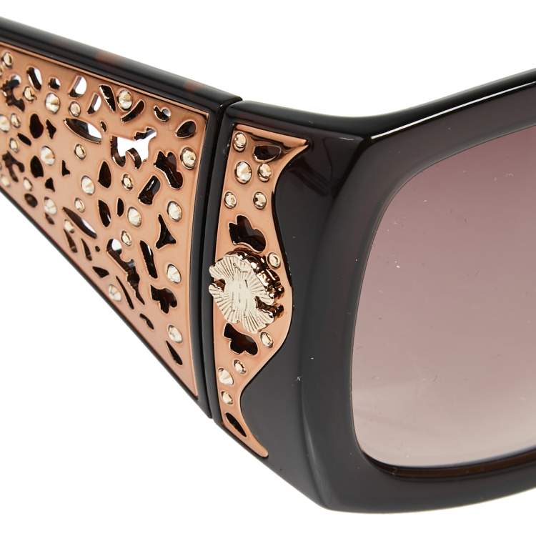 Pre Owned Roberto Cavalli Crystal Embellished / Brown Gradient Aldebaran 804S Square Sunglasses
