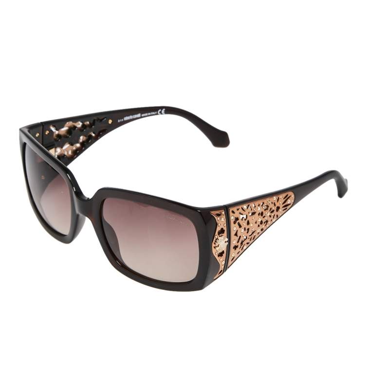 Pre Owned Roberto Cavalli Crystal Embellished / Brown Gradient Aldebaran 804S Square Sunglasses