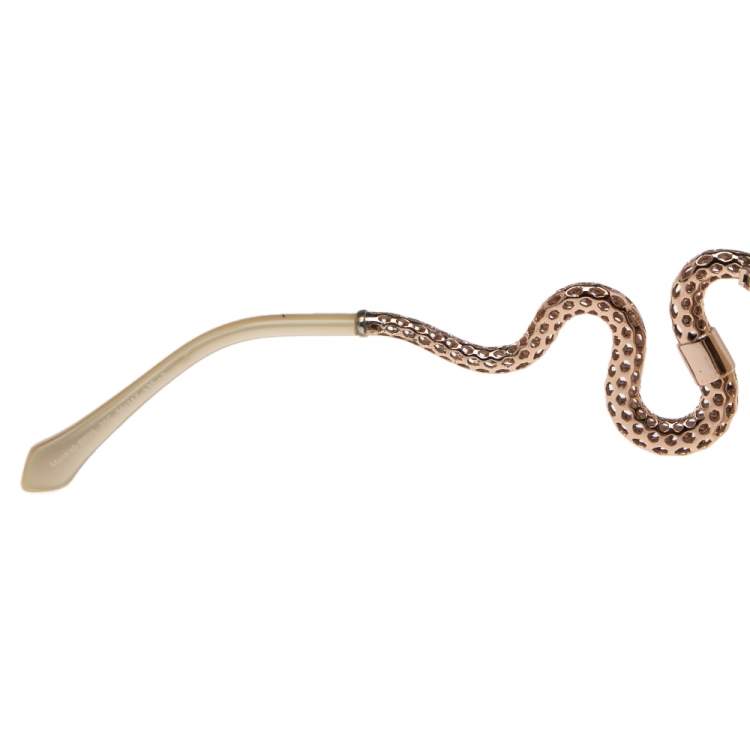 Pre Owned Roberto Cavalli Cream Crystal Embellished/ Brown Gradient Menkab Cat Eye Sunglasses