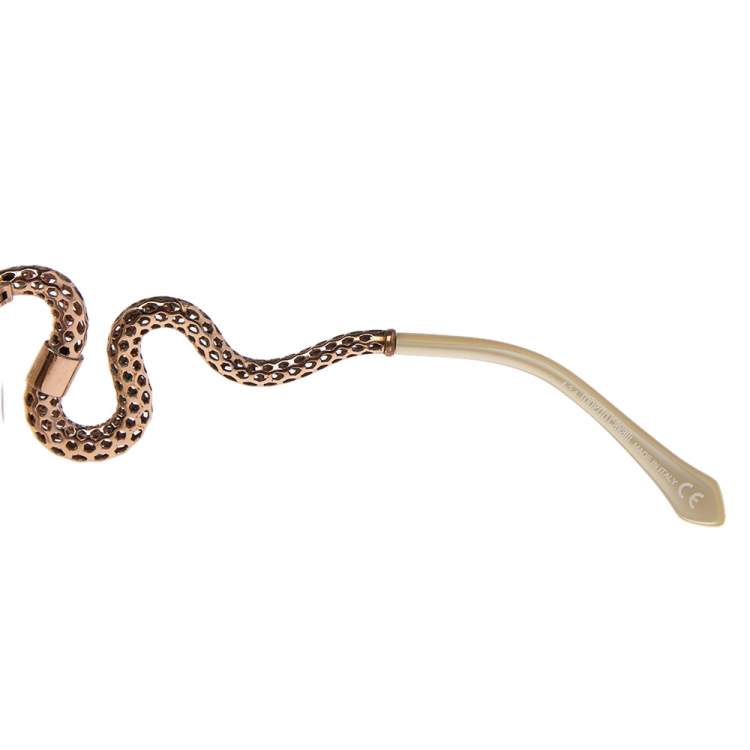 Pre Owned Roberto Cavalli Cream Crystal Embellished/ Brown Gradient Menkab Cat Eye Sunglasses