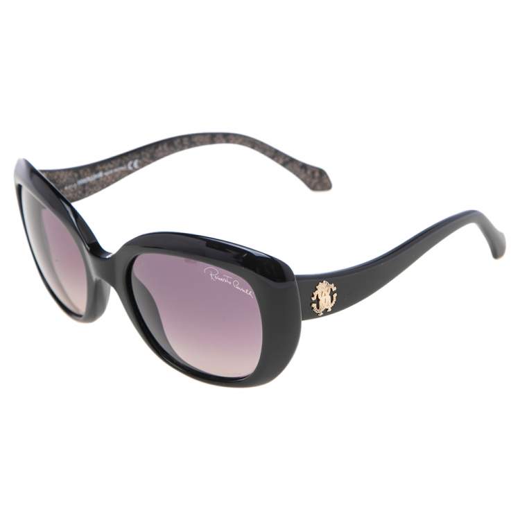Pre Owned Roberto Cavalli Black Alula 828S Rectangle Sunglasses