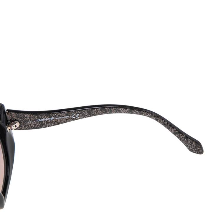 Pre Owned Roberto Cavalli Black Alula 828S Rectangle Sunglasses
