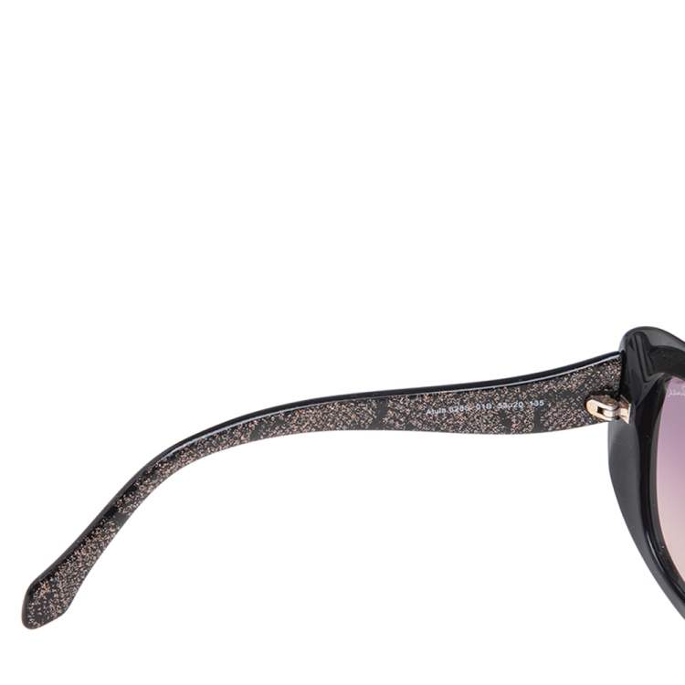 Pre Owned Roberto Cavalli Black Alula 828S Rectangle Sunglasses