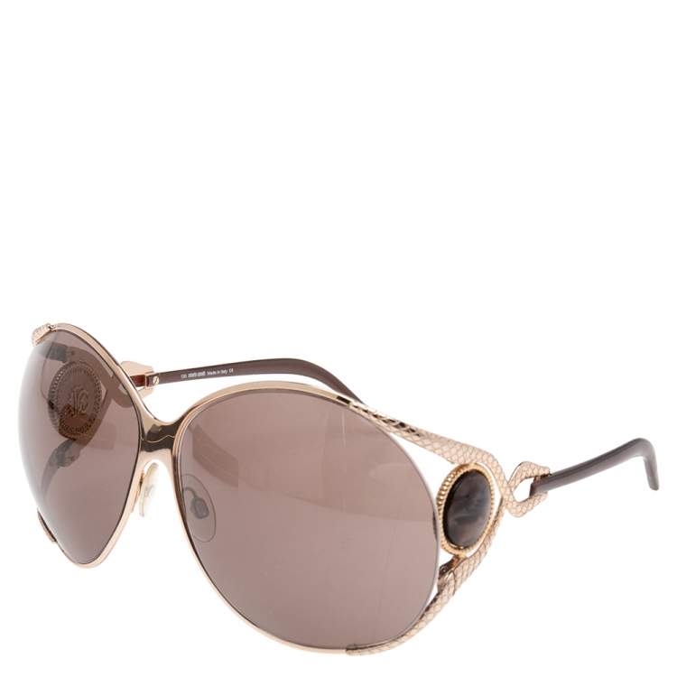 Pre Owned Roberto Cavalli Brown Corniola 445S Oversized Sunglasses