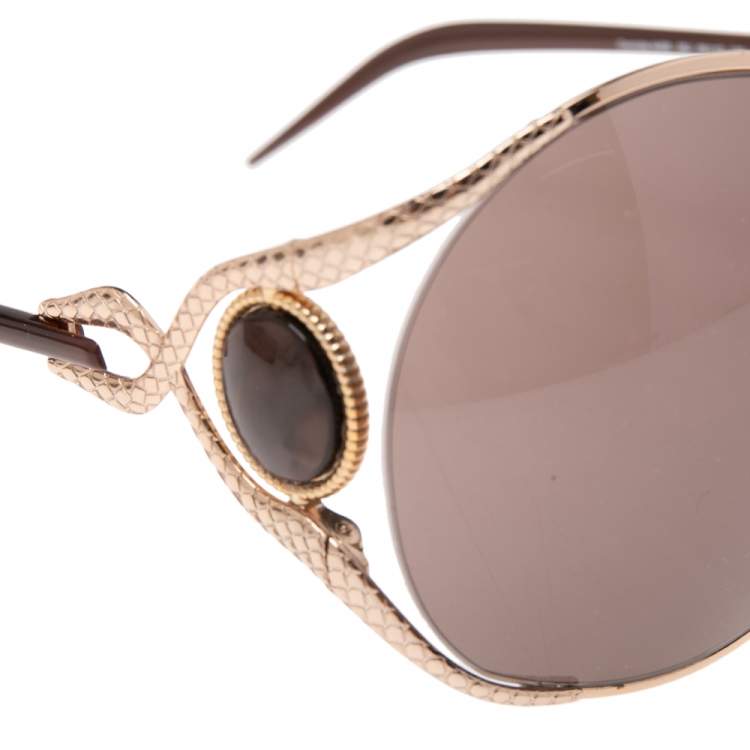 Pre Owned Roberto Cavalli Brown Corniola 445S Oversized Sunglasses