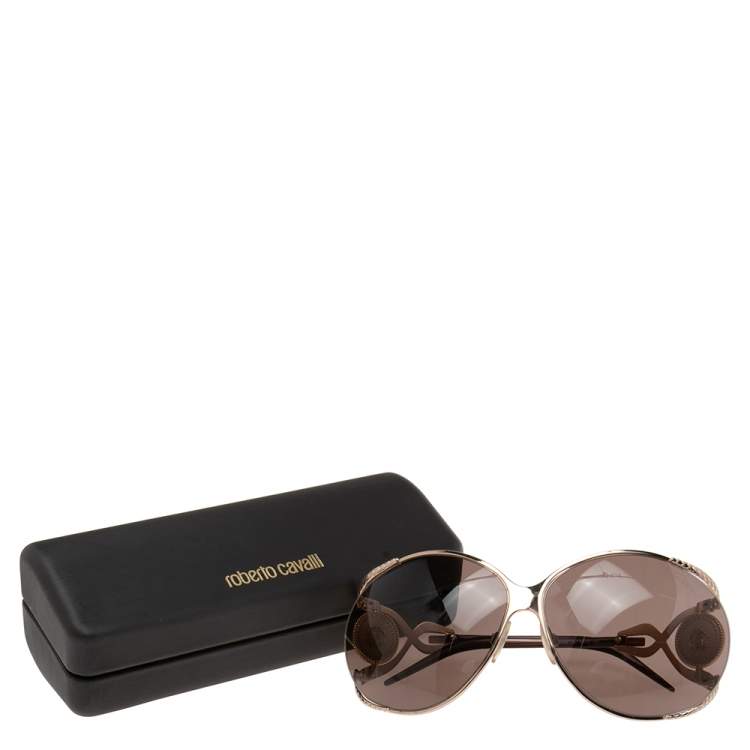 Pre Owned Roberto Cavalli Brown Corniola 445S Oversized Sunglasses
