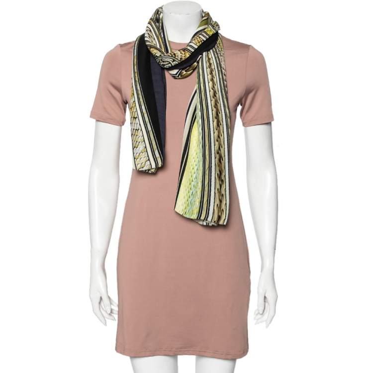 Pre Owned Roberto Cavalli Multicolor Snakeskin Printed Silk Scarf