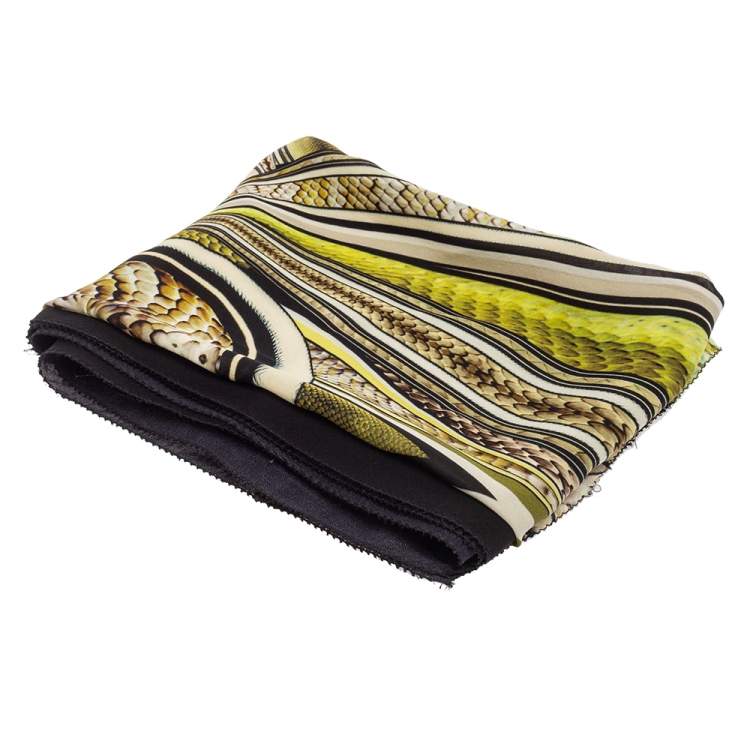 Pre Owned Roberto Cavalli Multicolor Snakeskin Printed Silk Scarf