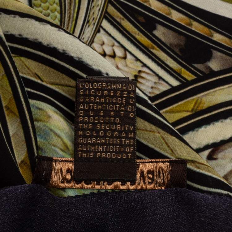 Pre Owned Roberto Cavalli Multicolor Snakeskin Printed Silk Scarf