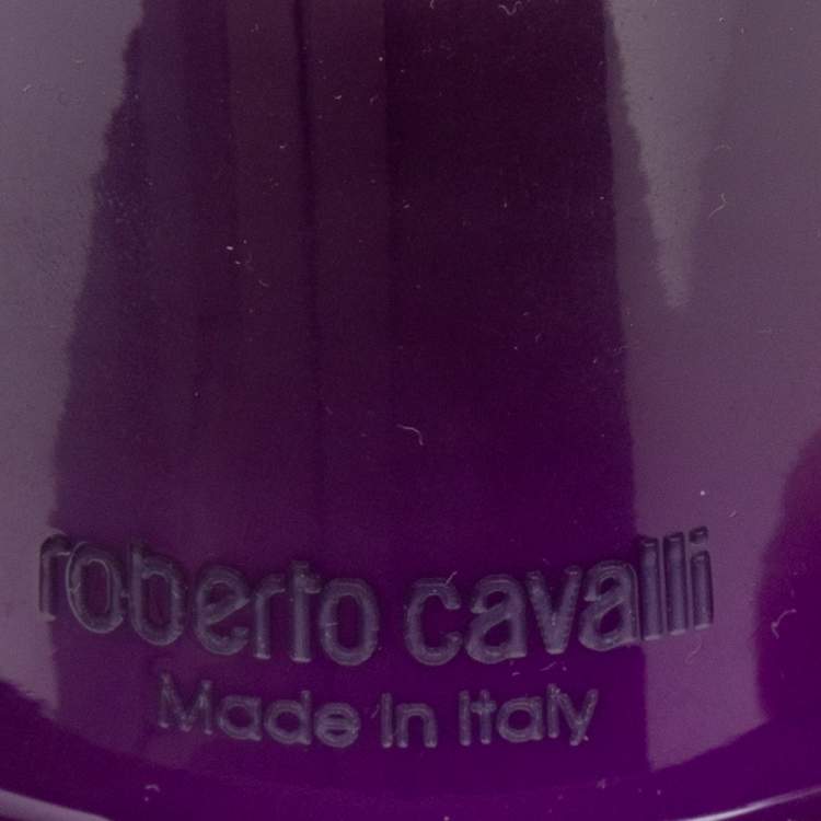Pre Owned Roberto Cavalli Purple Floral Engraved Bangle Bracelet