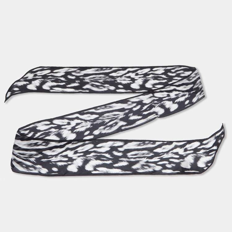 Pre Owned Roberto Cavalli Monochrome Animal Print Silk Bandeau