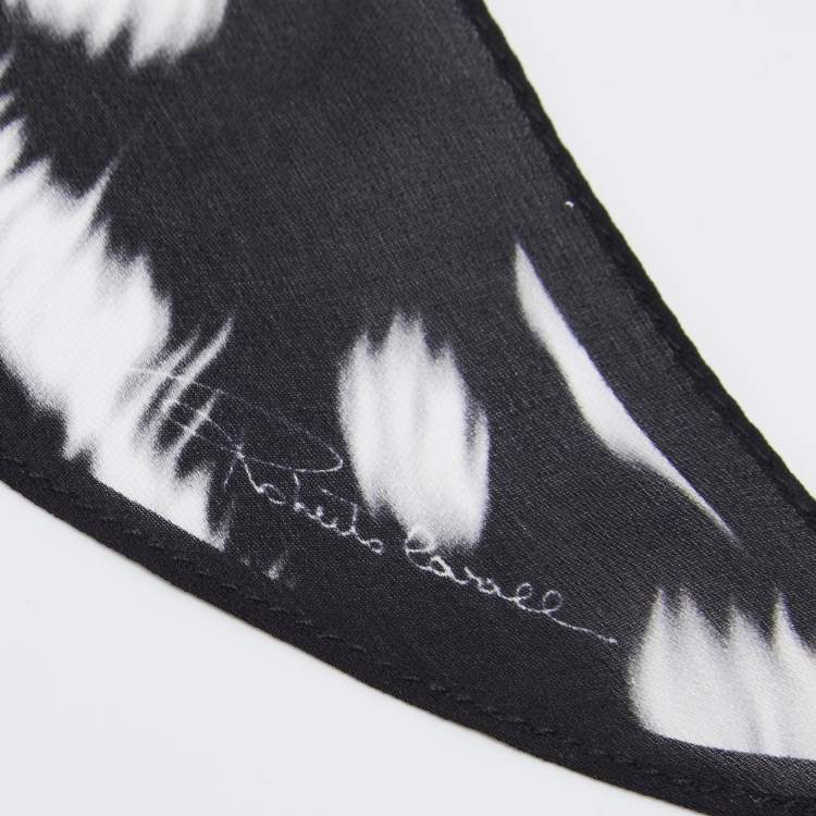 Pre Owned Roberto Cavalli Monochrome Animal Print Silk Bandeau
