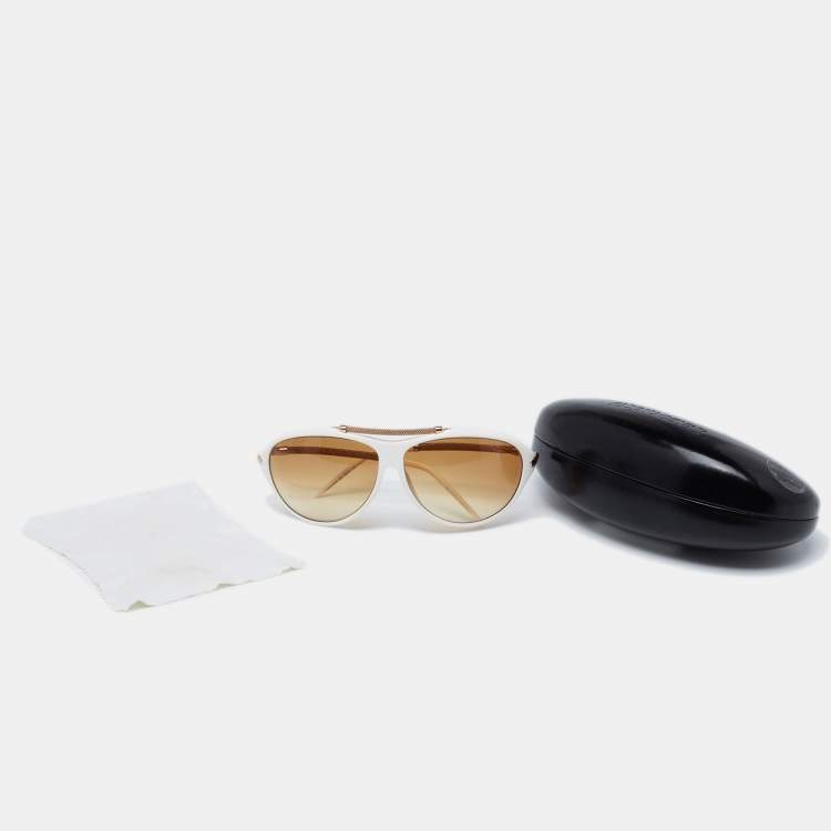 Pre Owned Roberto Cavalli White 401S Gradient Oval Sunglasses