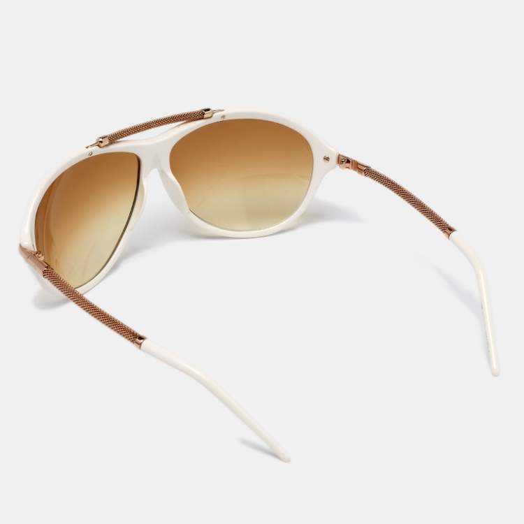 Pre Owned Roberto Cavalli White 401S Gradient Oval Sunglasses