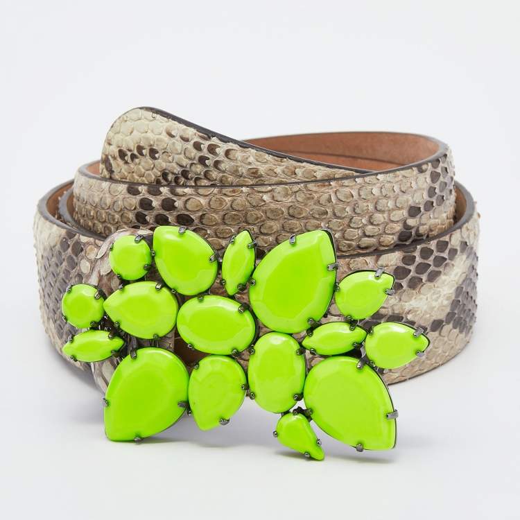 Pre Owned Roberto Cavalli Beige Snakeskin Belt Size 42cm