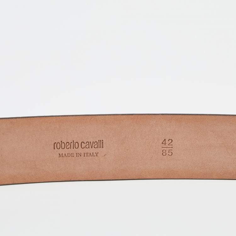 Pre Owned Roberto Cavalli Beige Snakeskin Belt Size 42cm