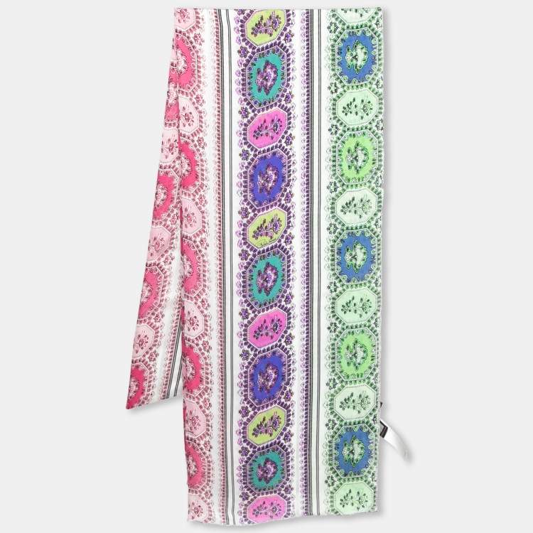 Pre Owned Roberto Cavalli Multicolor Printed Silk Scarf