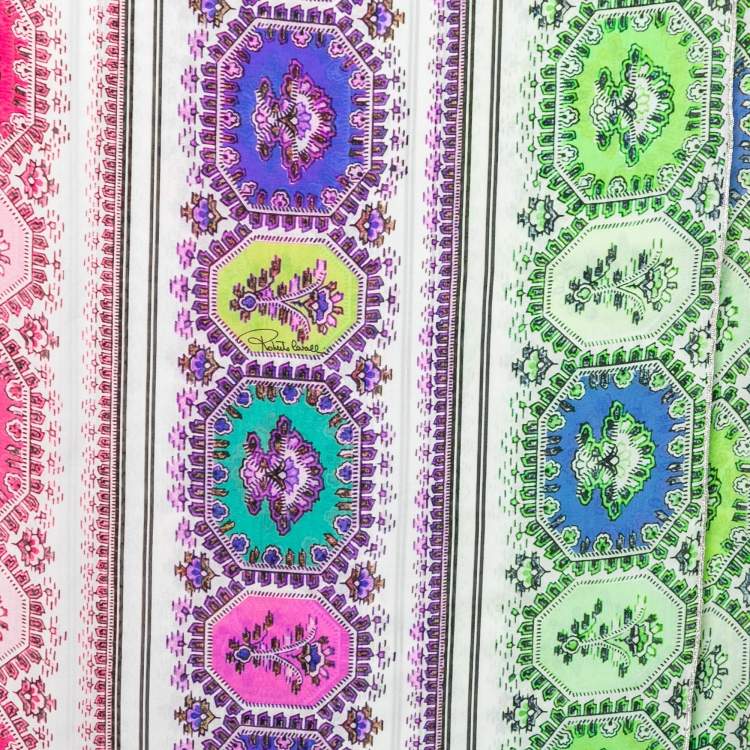 Pre Owned Roberto Cavalli Multicolor Printed Silk Scarf