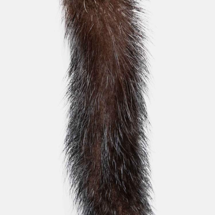 Pre Owned Roberto Cavalli Grey Suede and Mink Fur Wrap Around Waist Belt