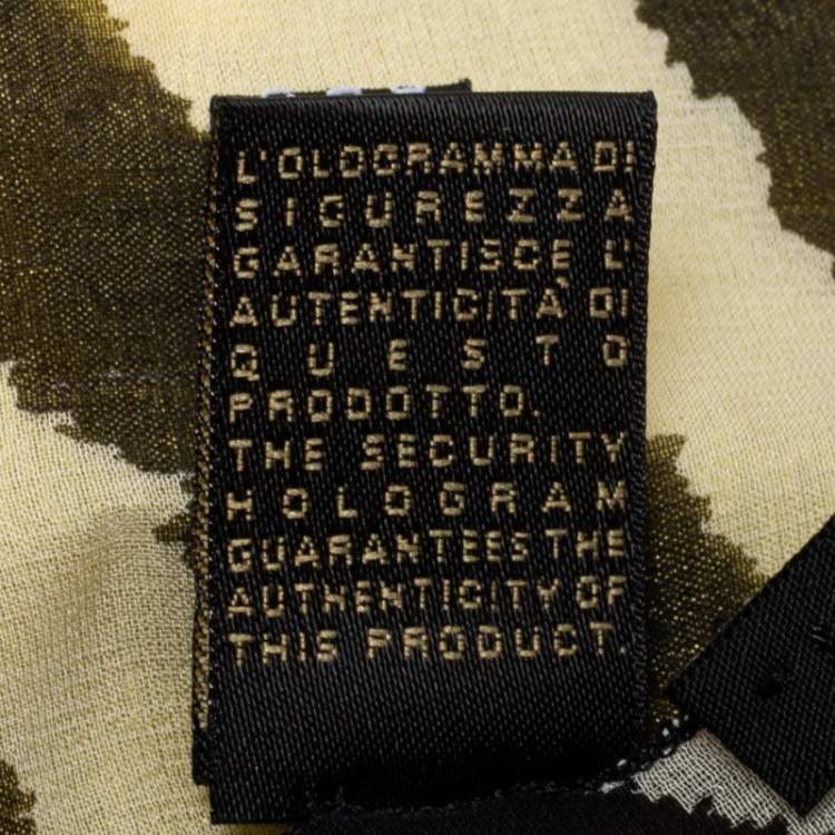 Pre Owned Roberto Cavalli Black & Yellow Floral Applique Silk Blend Scarf