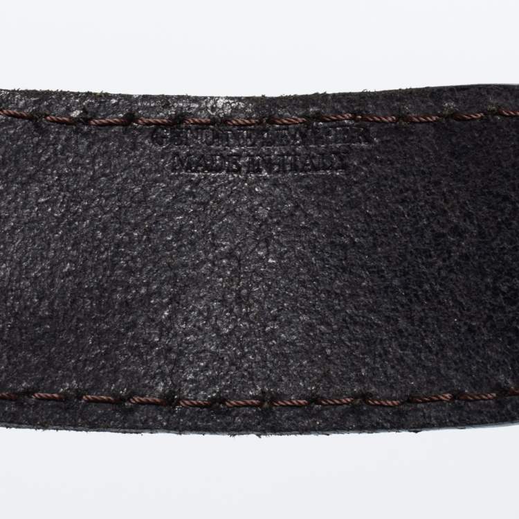 Pre Owned Roberto Cavalli Dark Brown/Black Lizard Embossed and Leather Dragon Buckle Belt
