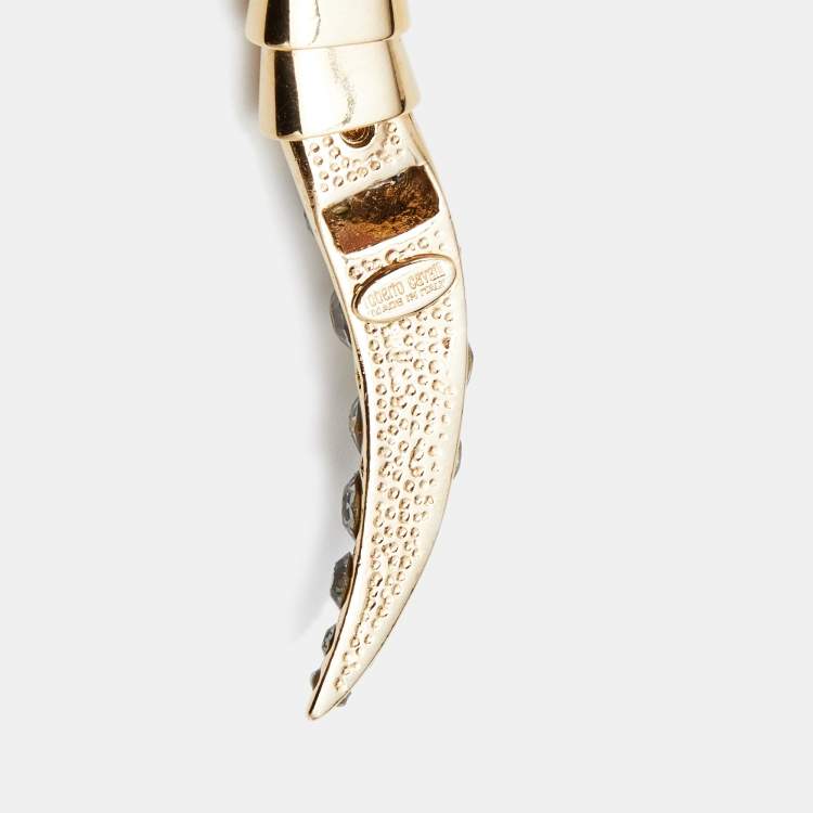 Pre Owned Roberto Cavalli Gold Tone Crystal Studded Snake Chain Belt 