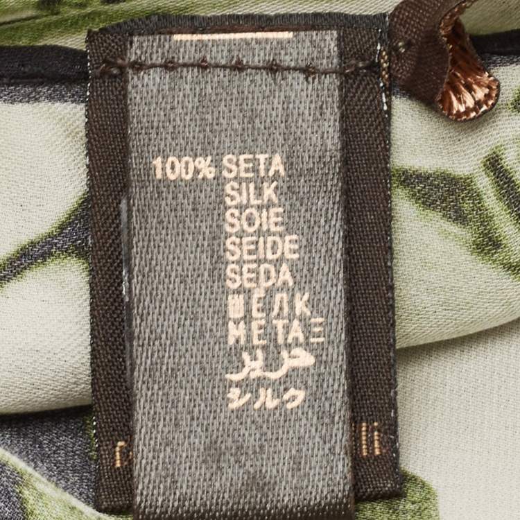 Pre Owned Roberto Cavalli Green/Black Printed Silk Stole