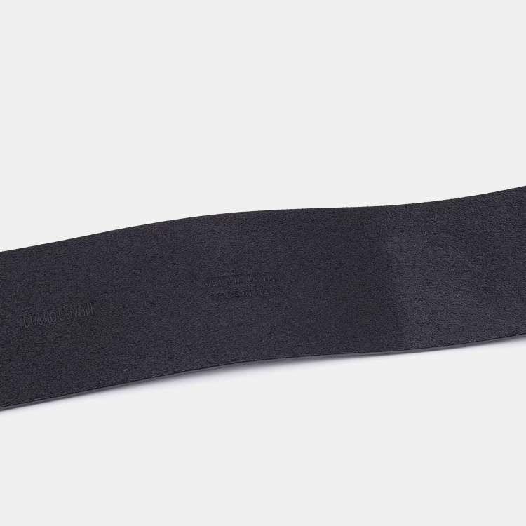 Pre Owned Roberto Cavalli Black Leather Snake Crystals Embellished Buckle Waist Belt L