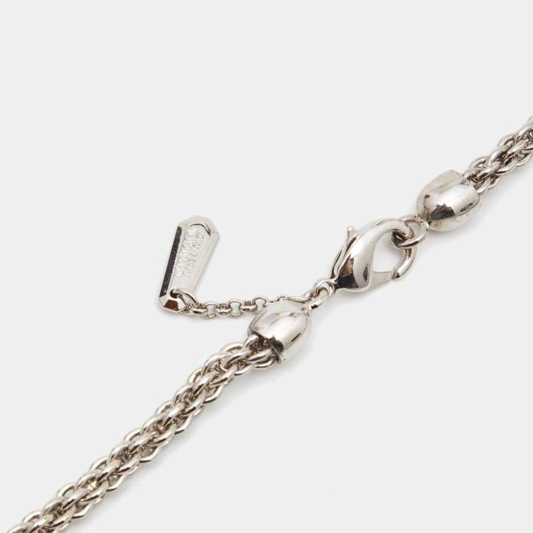 Pre Owned Roberto Cavalli Lion Crystal SIlver Tone Necklace