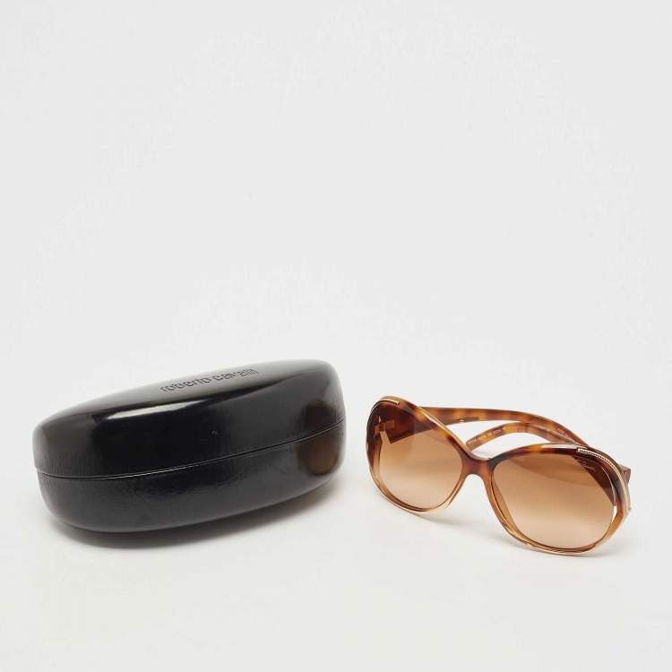 Pre Owned Roberto Cavalli Brown Tortoise Print Oroya Gradient Oversized Sunglasses