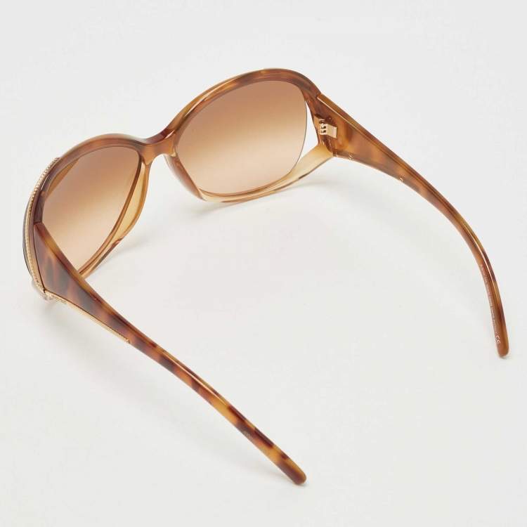 Pre Owned Roberto Cavalli Brown Tortoise Print Oroya Gradient Oversized Sunglasses