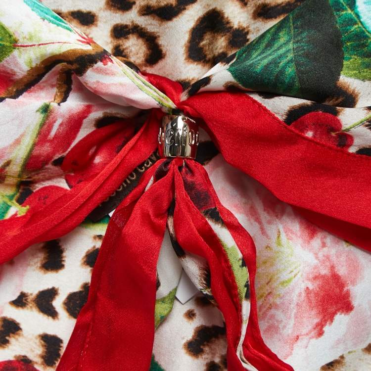 Pre Owned Roberto Cavalli Muticolor Printed Satin Silk Kefia Scarf