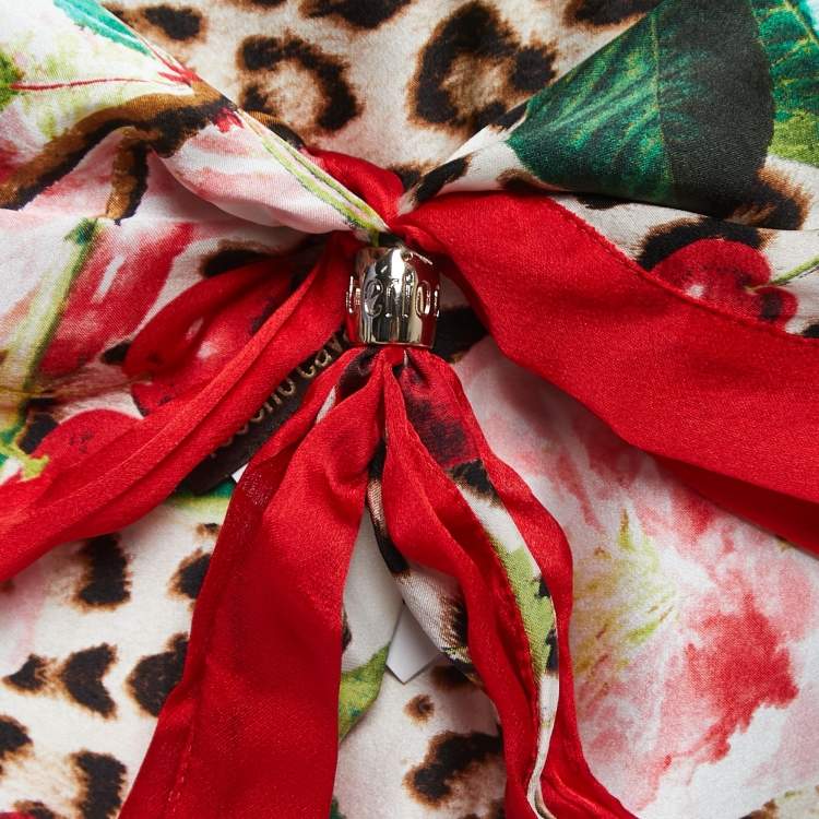 Pre Owned Roberto Cavalli Muticolor Printed Satin Silk Kefia Scarf