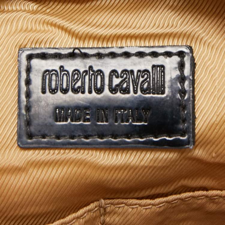 Pre Owned Roberto Cavalli Brown/Black Leopard Print Coated Canvas Cosmetic Pouch