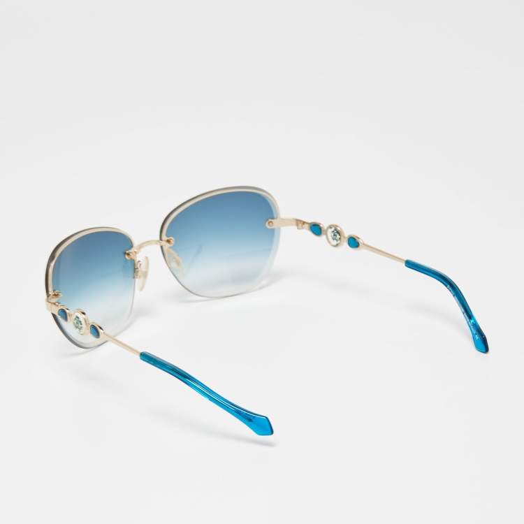 Pre Owned Roberto Cavalli Blue Gradient Stilla 783S Rimless Sunglasses
