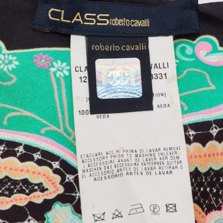 Pre Owned Class by Roberto Cavalli Brown Animal Print Silk Bandeau Scarf & Serpent Scarf Ring