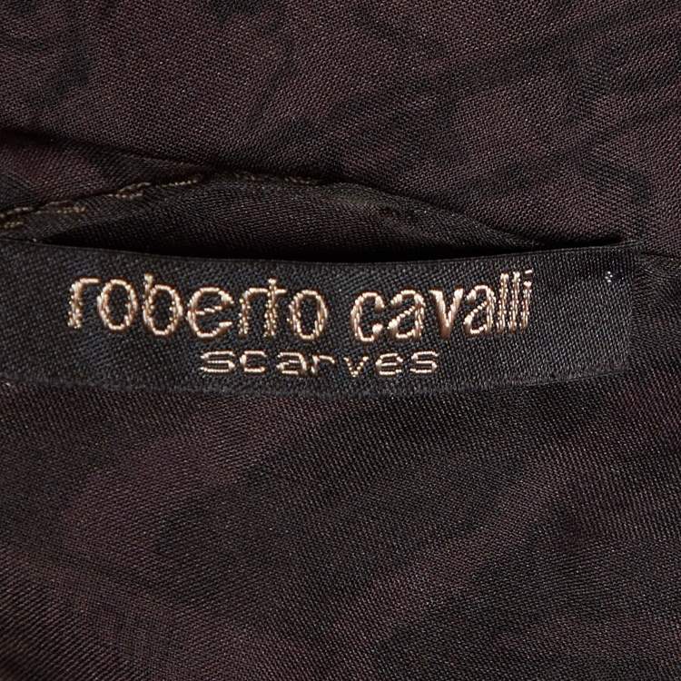 Pre Owned Roberto Cavalli Burgundy Printed Silk Stole