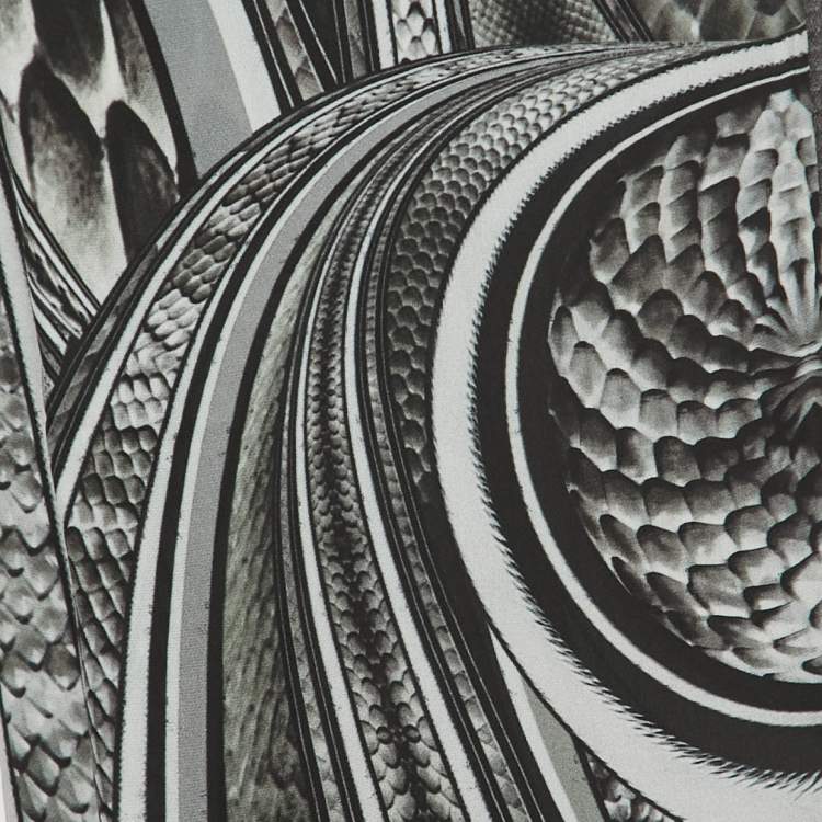 مملوكة مسبقًا Roberto Cavalli Black Printed Silk Scarf