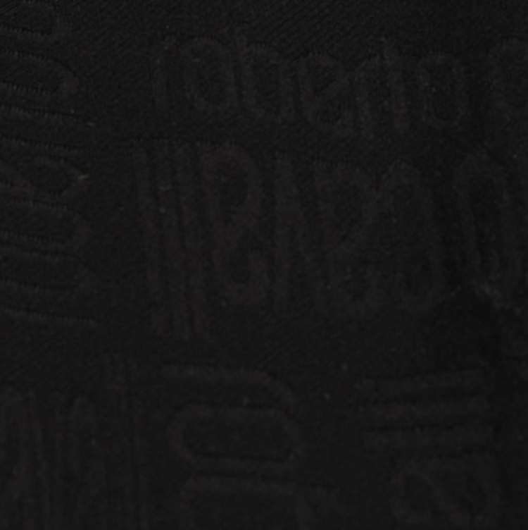 Pre Owned Roberto Cavalli Black Logo Patterned Silk Scarf 