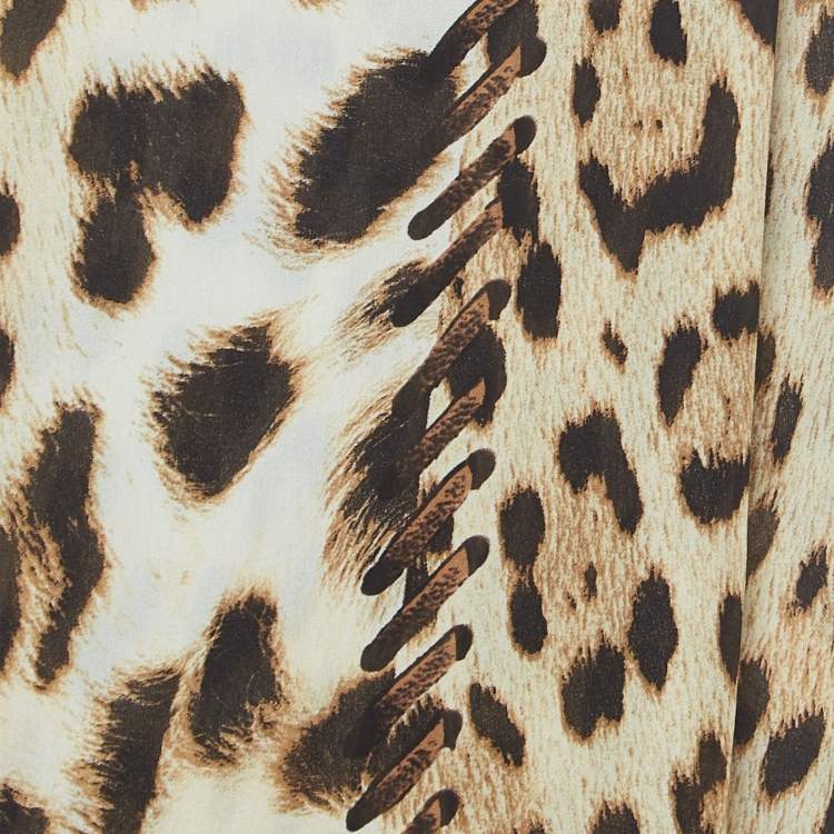 Pre Owned Roberto Cavalli Beige Animal Print Silk Stole