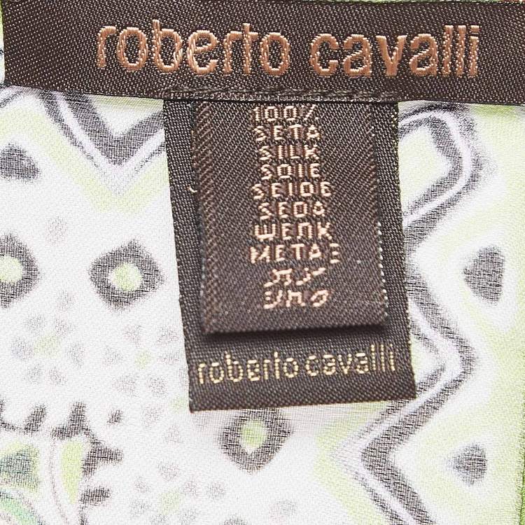 Pre Owned Roberto Cavalli Green Snake Print Silk Stole 