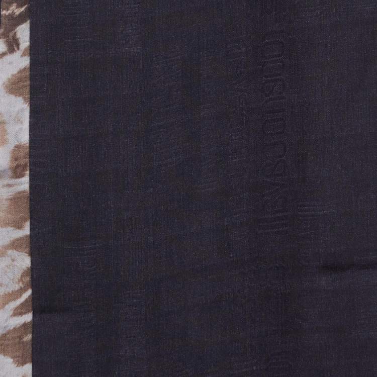 Pre Owned Roberto Cavalli Black Animal Print Silk Chiffon Stole