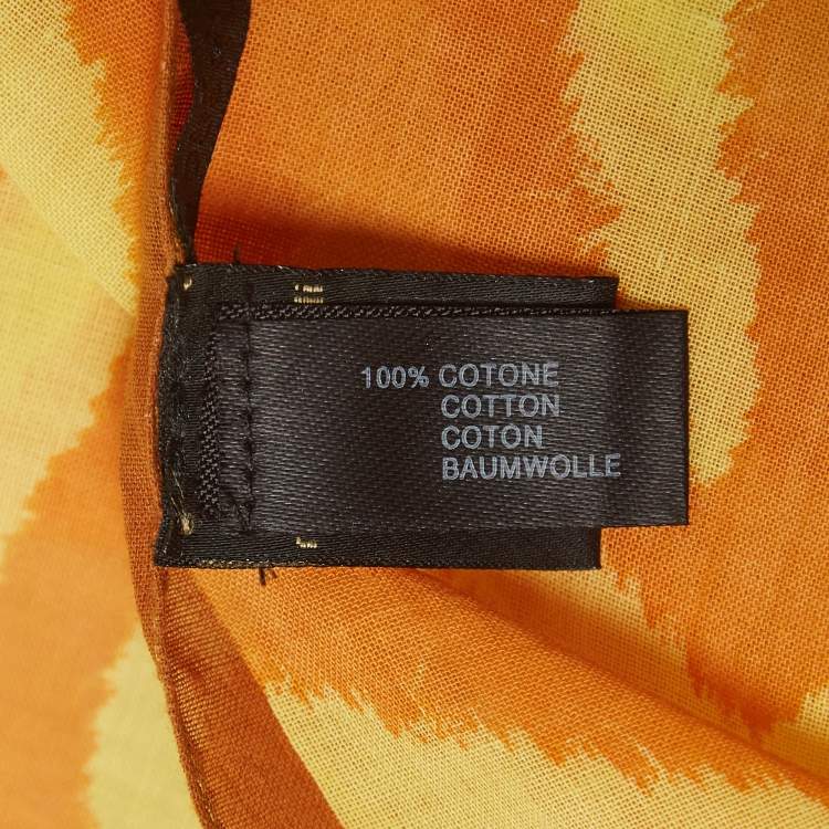 Pre Owned Roberto Cavalli Yellow Printed Cotton Square Scarf 